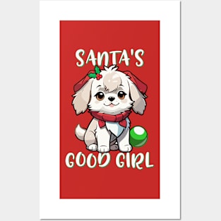 Copy of Santa's Good Girl Christmas Puppy Posters and Art